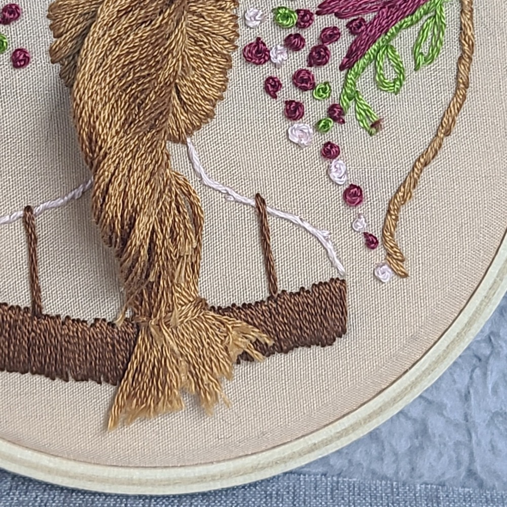 Vintage Embroidery Hoop Wall Art Girl Handmade Floral Needlework Boho Folk - Picture 3 of 13